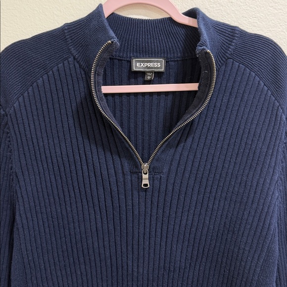 Express Dark Blue Ribbed Sweater - Picture 2 of 5
